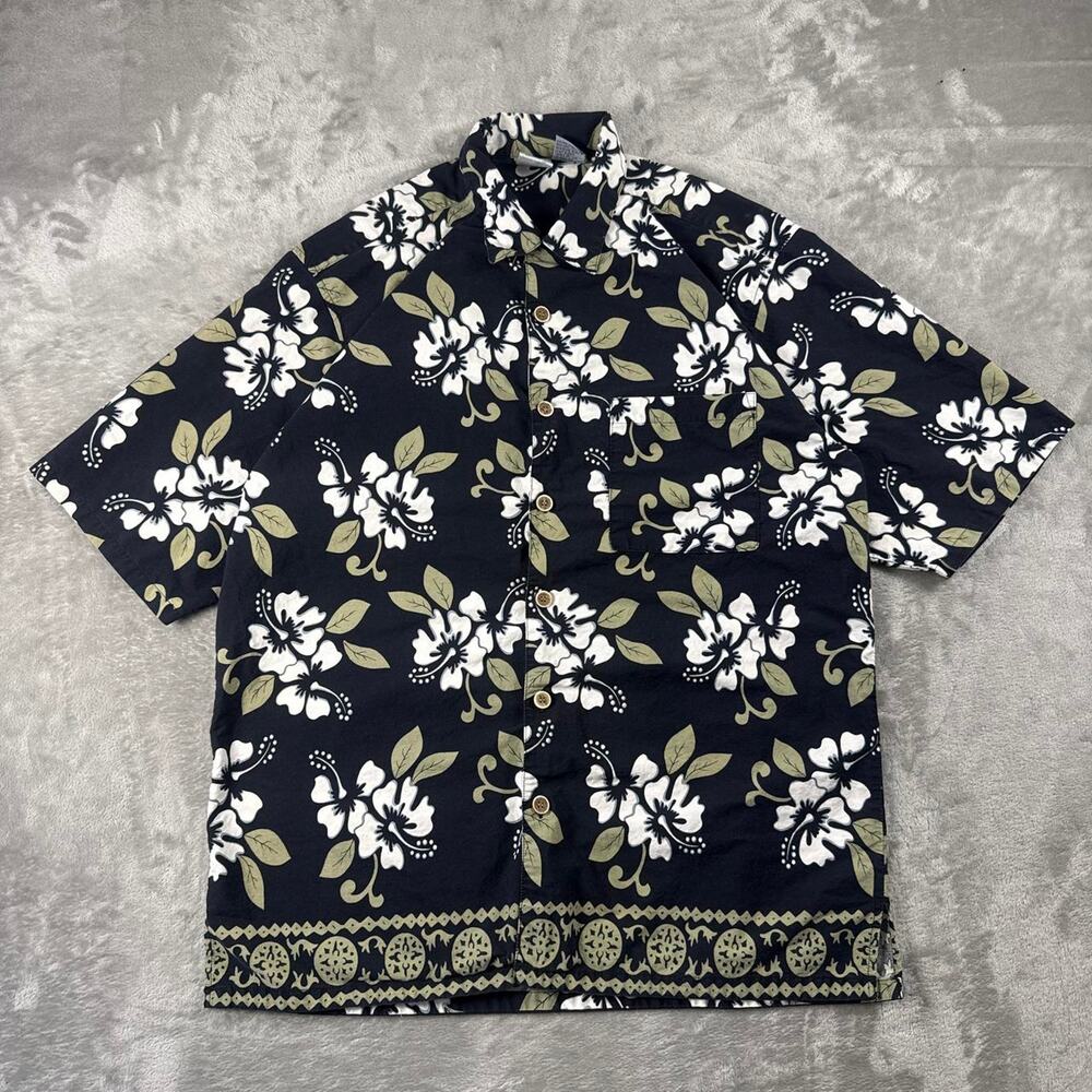 OP Ocean Pacific Floral Hawaiian Shirt Men’s Large Y2K Cotton Button Up
